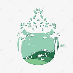 剪紙風(fēng)綠色環(huán)保素材圖片免費下載 千庫網(wǎng)